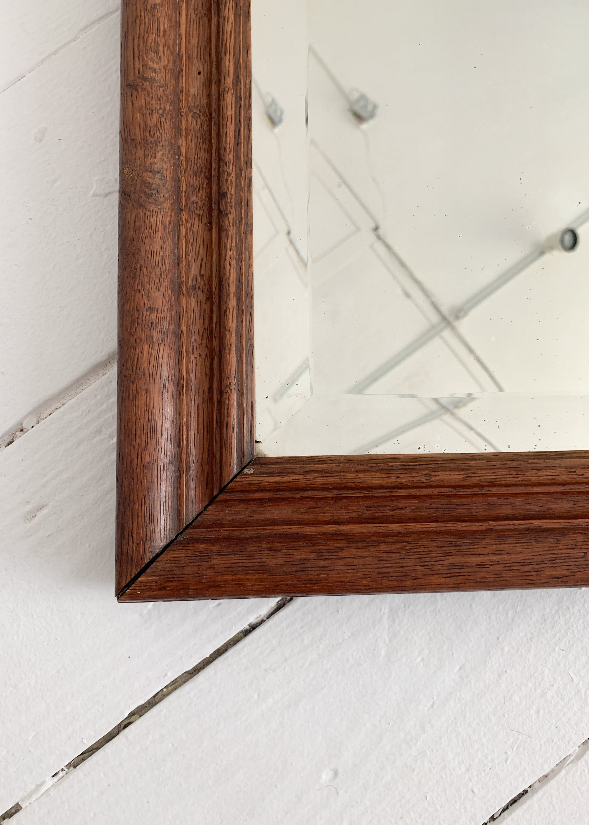 Antique Dutch Oak Beveled Mirror