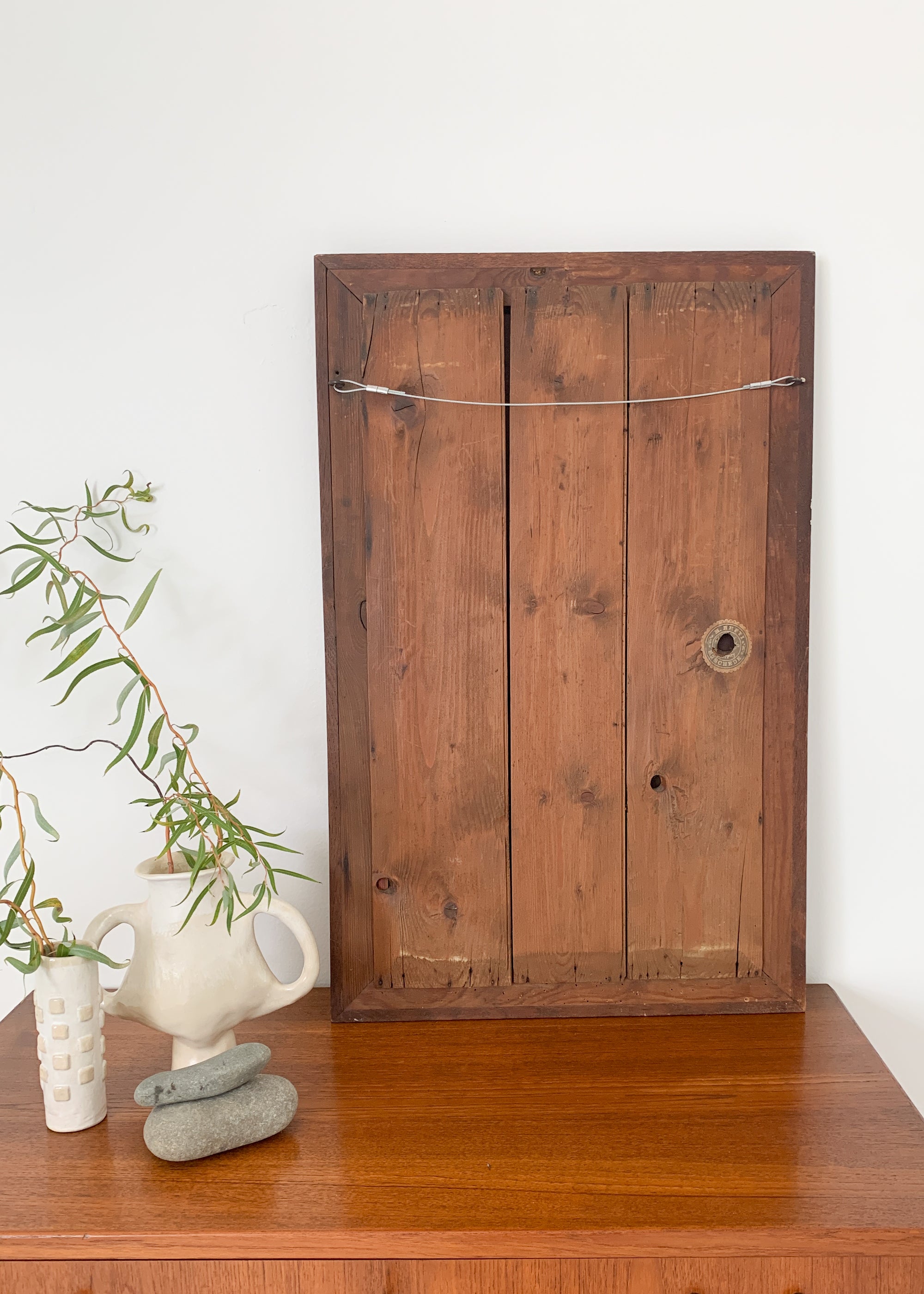 Antique Dutch Oak Beveled Mirror
