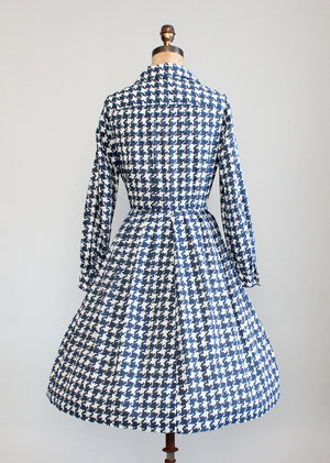 Vintage Early 1960s Houndstooth Shirtwaist Dress