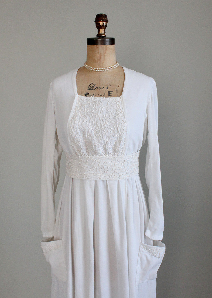 Antique Edwardian Soutache Cotton Lawn Dress