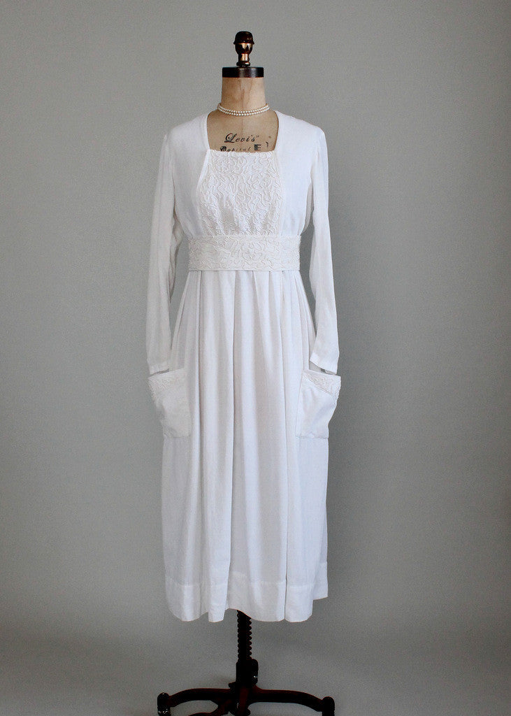Antique Edwardian Soutache Cotton Lawn Dress