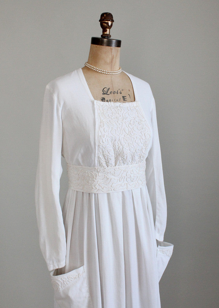 Antique Edwardian Soutache Cotton Lawn Dress