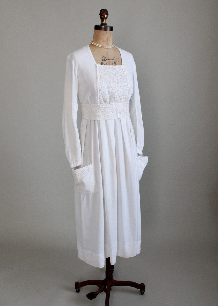 Antique Edwardian Soutache Cotton Lawn Dress