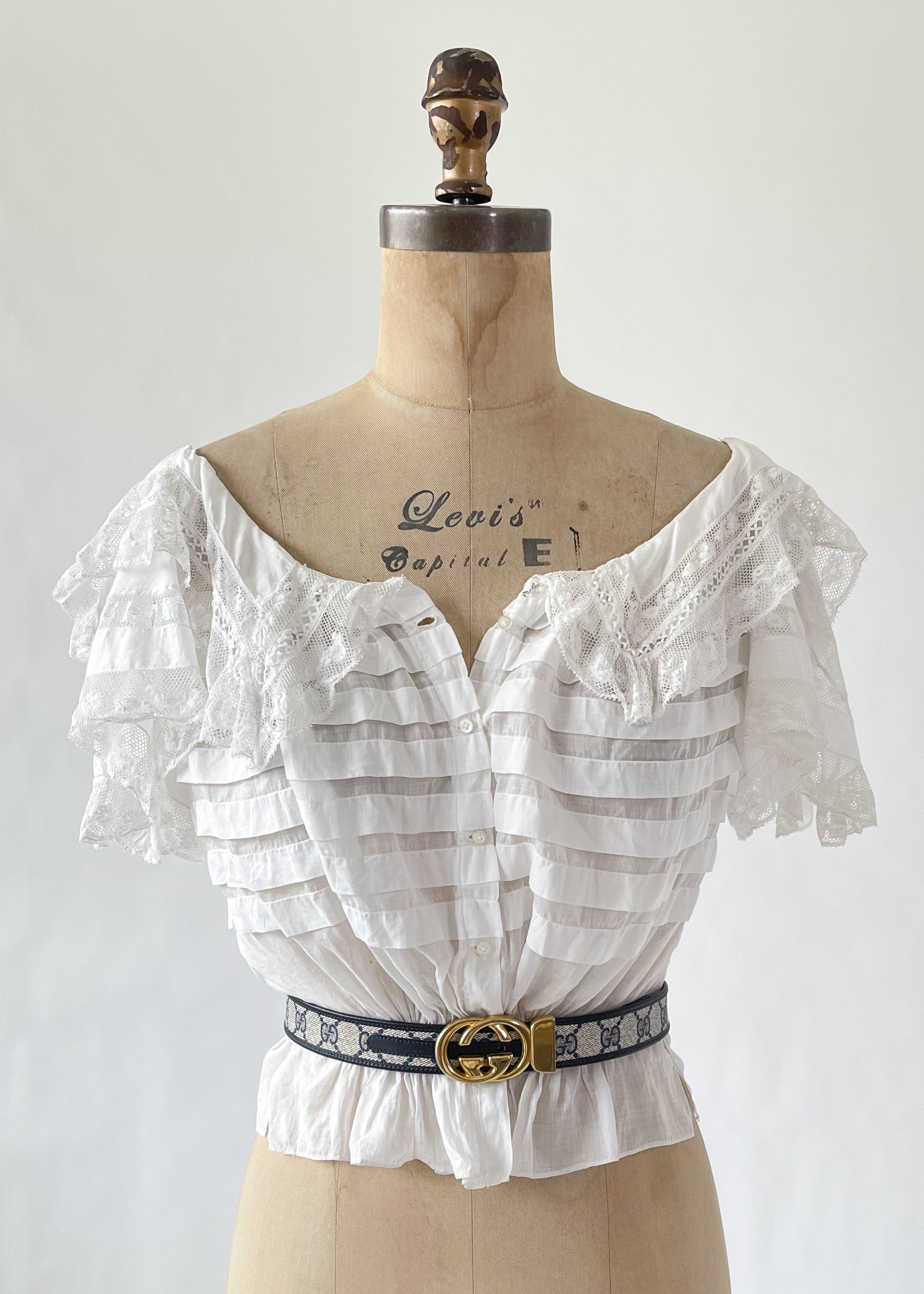 Antique Edwardian Lace Shoulder Top