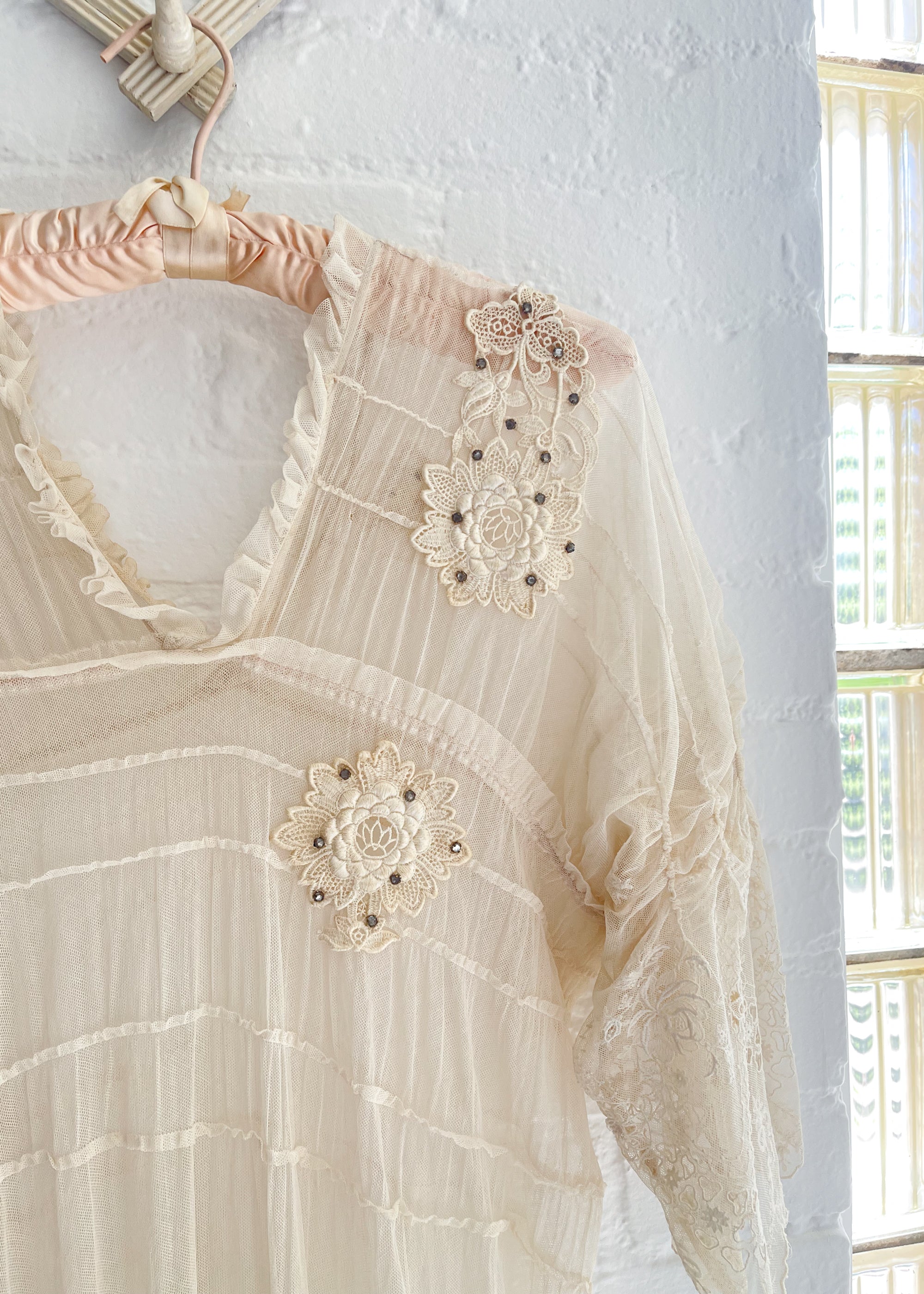 Vintage 1910s Mesh and Lace Dress