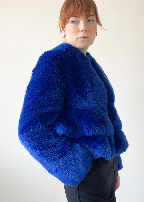 Givenchy Blue Faux Fur Coat - Raleigh Vintage