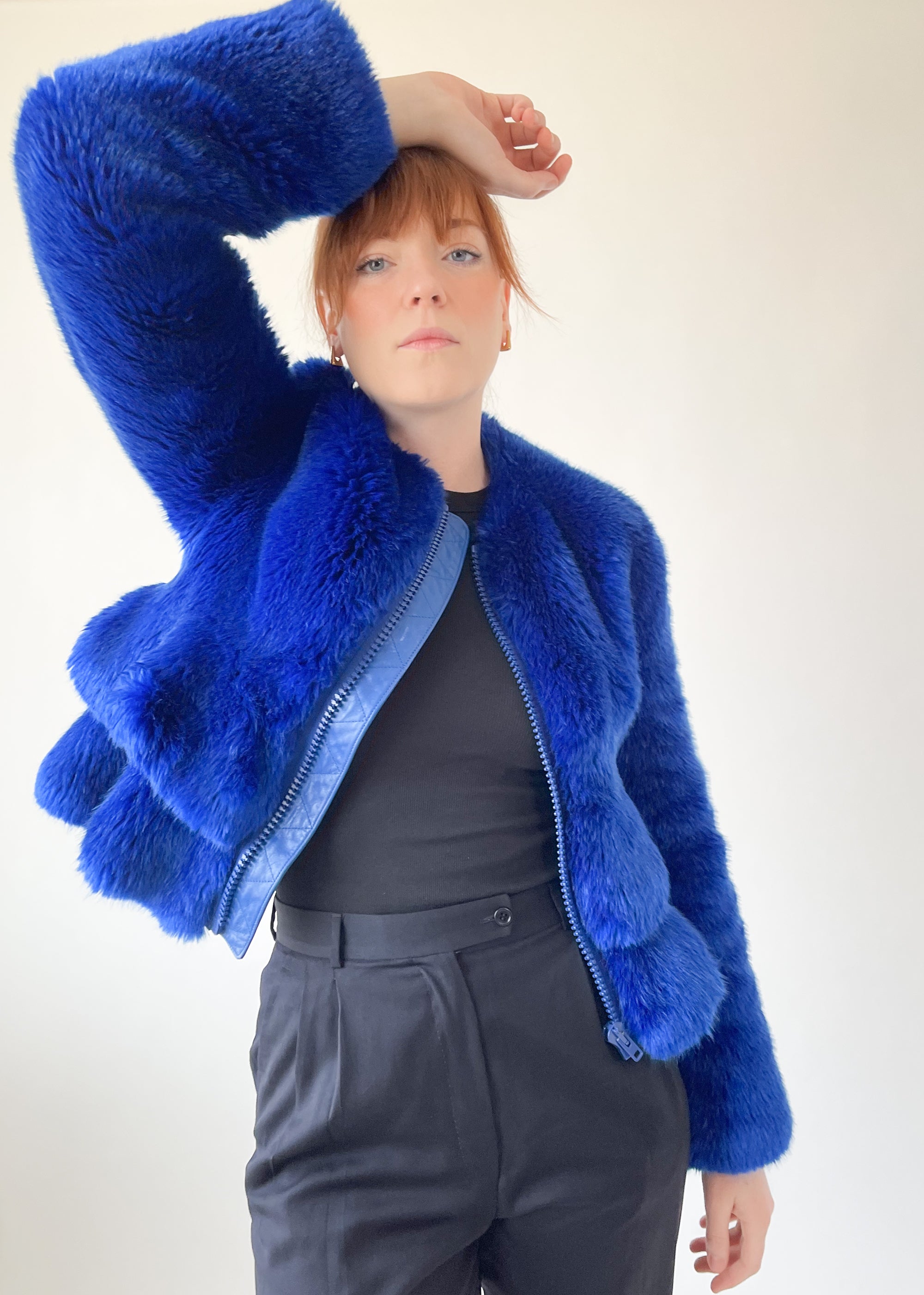 Givenchy Blue Faux Fur Coat