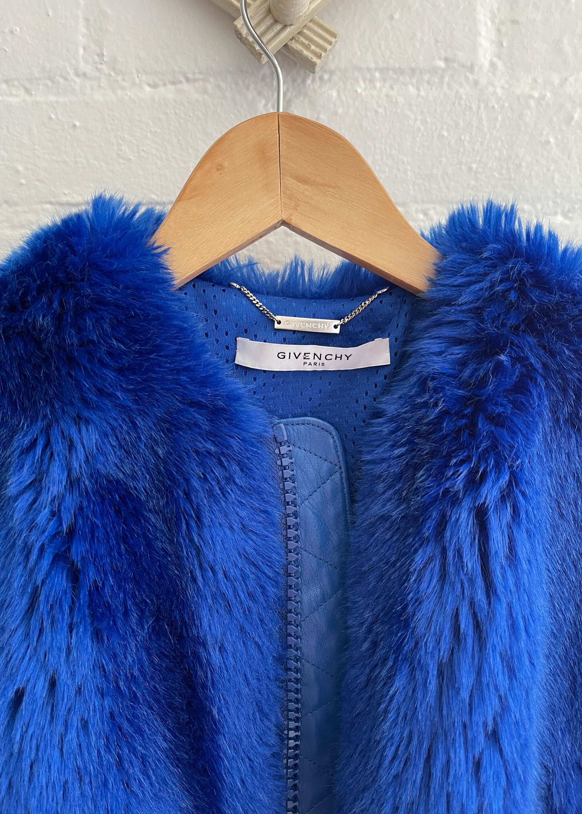 Givenchy Blue Faux Fur Coat