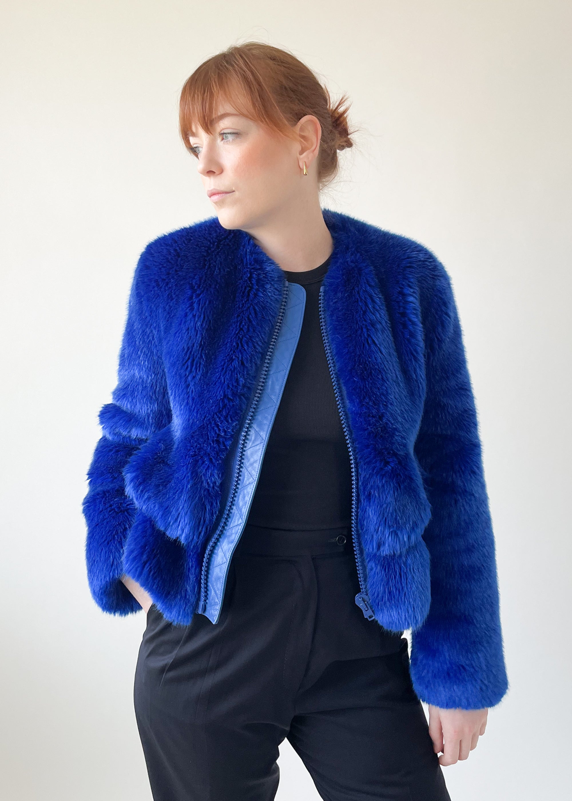 Givenchy Blue Faux Fur Coat
