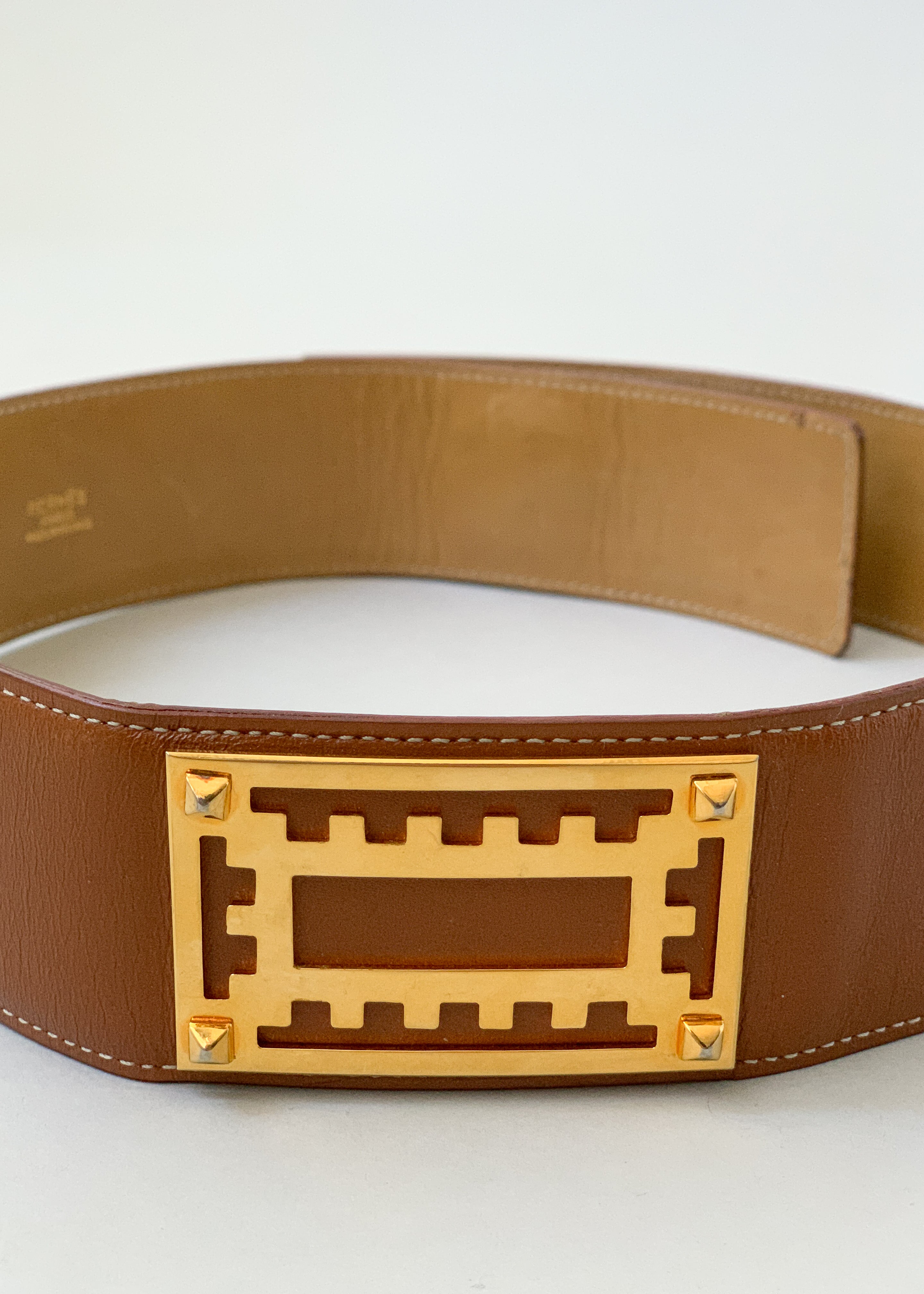 Vintage 1990s Hermès Brown Leather Belt