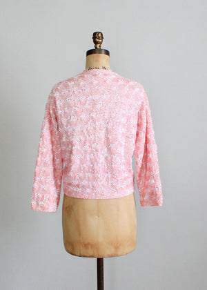 Vintage 1950s pink beaded cardigan