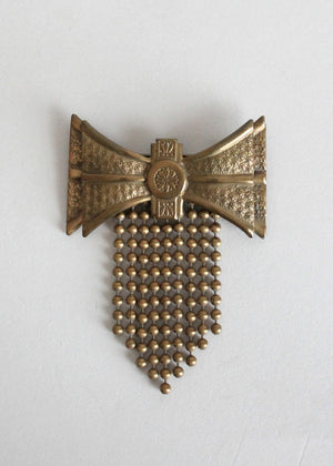 Vintage 1940s Brass Medal Brooch