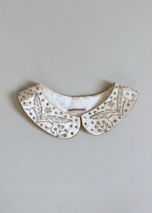 Vintage 1950s Silver Metallic Embroidered Sweater Collar