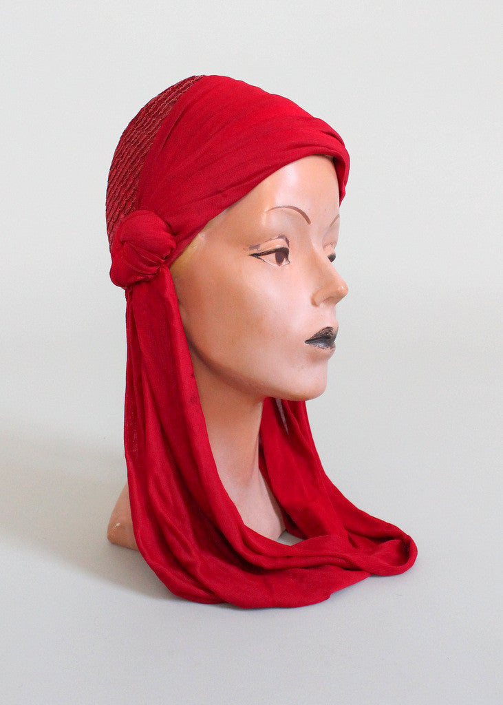 Vintage 1930s Art Deco Red Drape Hat