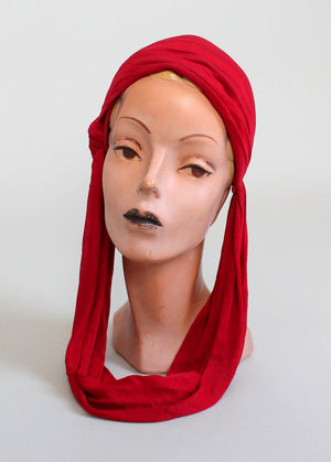 Vintage 1930s Art Deco Red Drape Hat