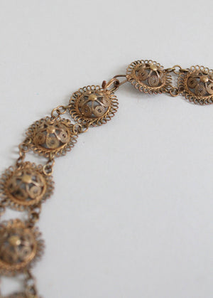Antique Victorian Filigree Brass Necklace