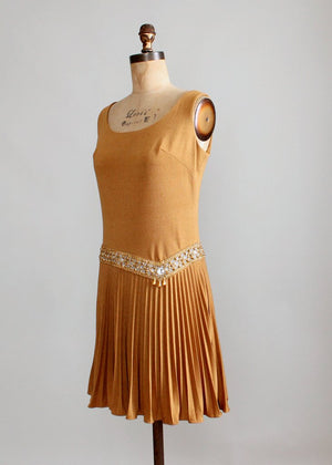 Vintage 1960s Shimmery Bronze MOD Party Dress