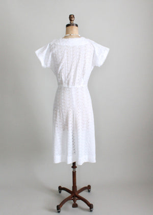 Vintage 1940s white eyelet dress