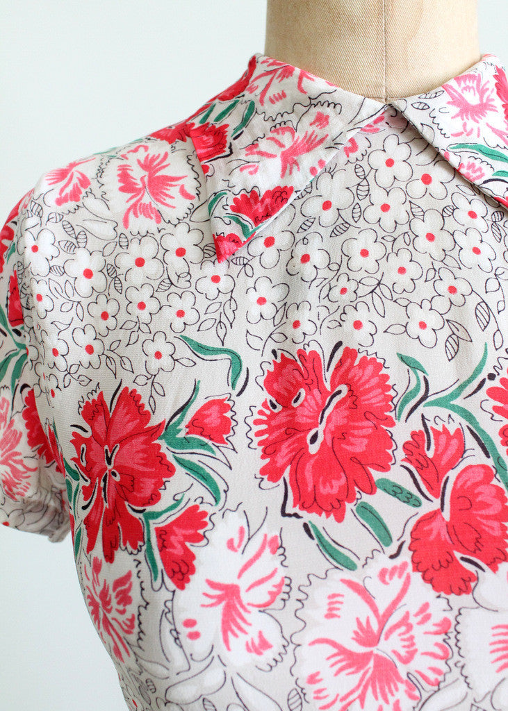 Vintage 1940s floral rayon dress