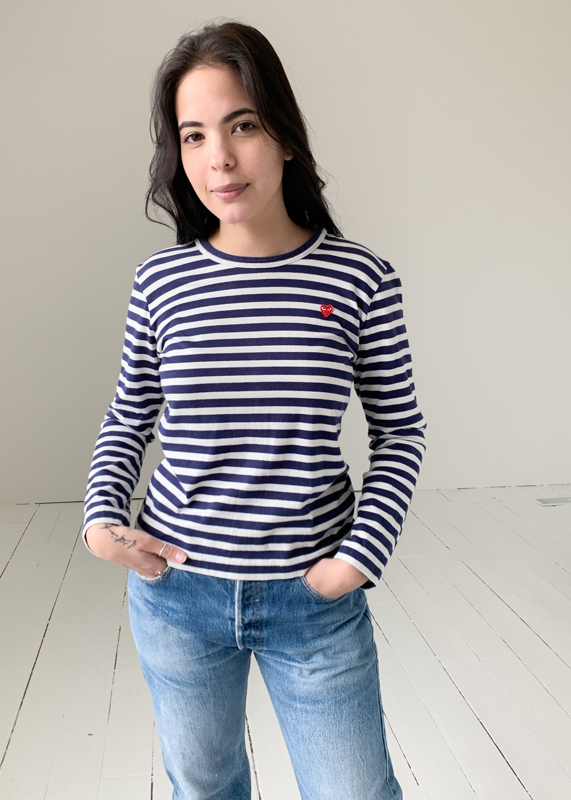Comme Des Garçons Play Striped Tee
