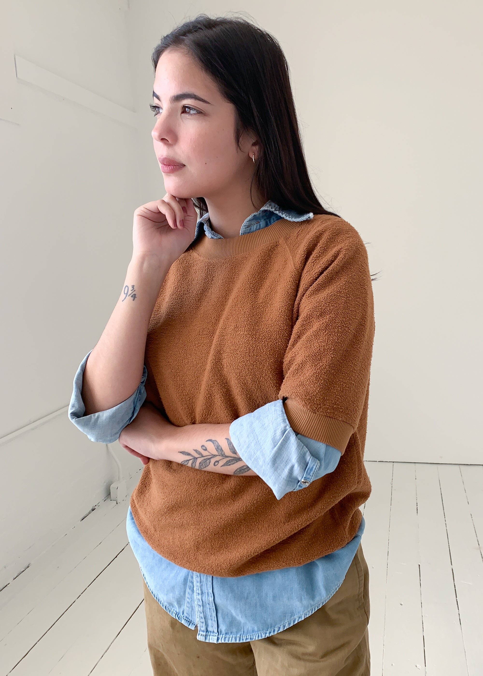 Jungmaven Short Sleeve Sherpa Fleece Sweatshirt - Copper