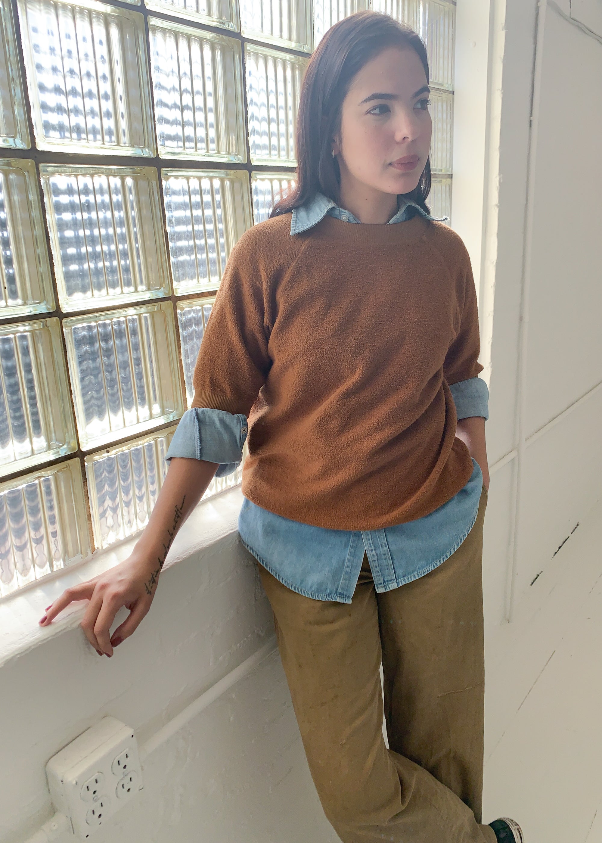 Jungmaven Short Sleeve Sherpa Fleece Sweatshirt - Copper