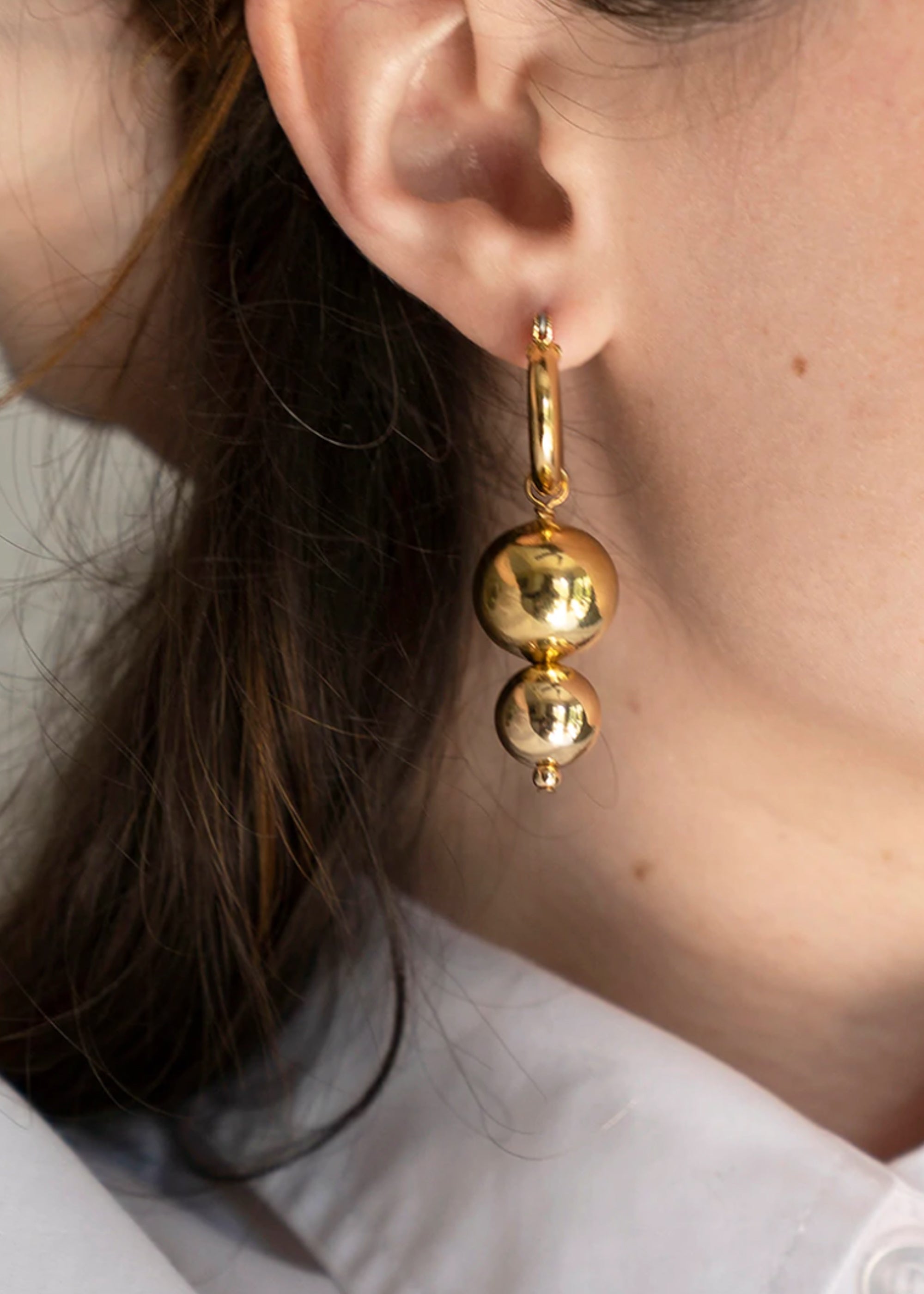 Gold Double Orb Hoops