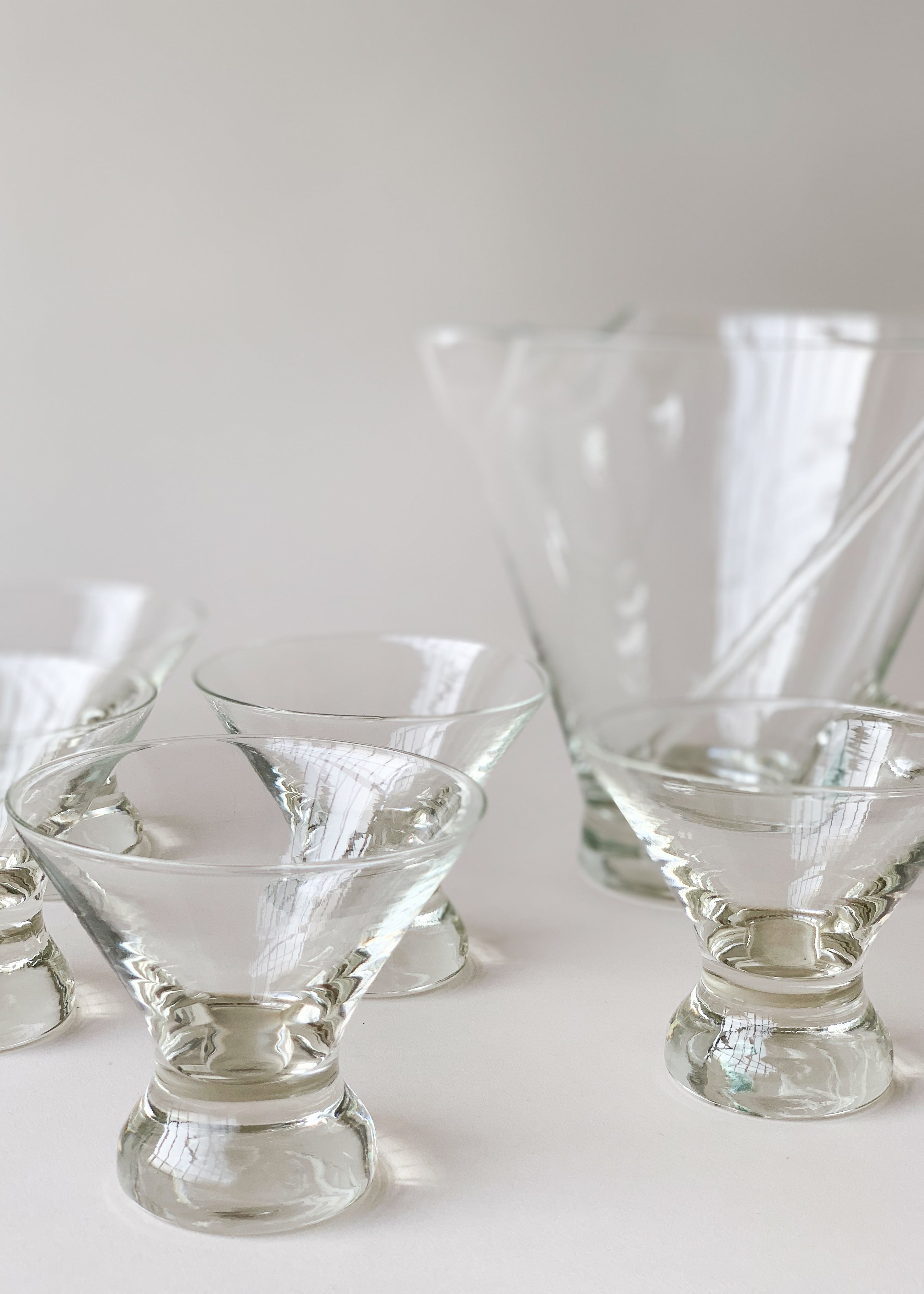 Mid-Century Glass Cocktail Set with Pitcher