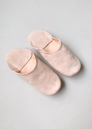 Moroccan Babouche Suede Slippers - Pink
