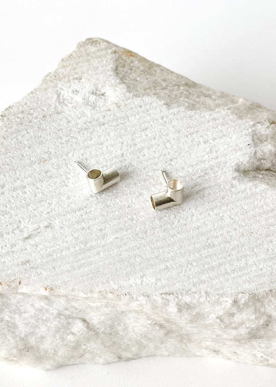 S. Tector Sterling Silver Mitered Studs