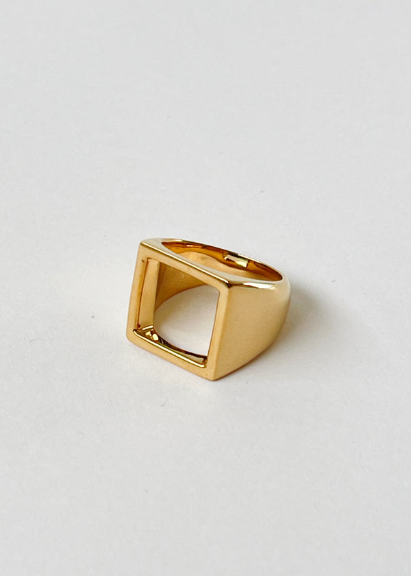 Open Square Statement Ring - Gold –  a kind heart