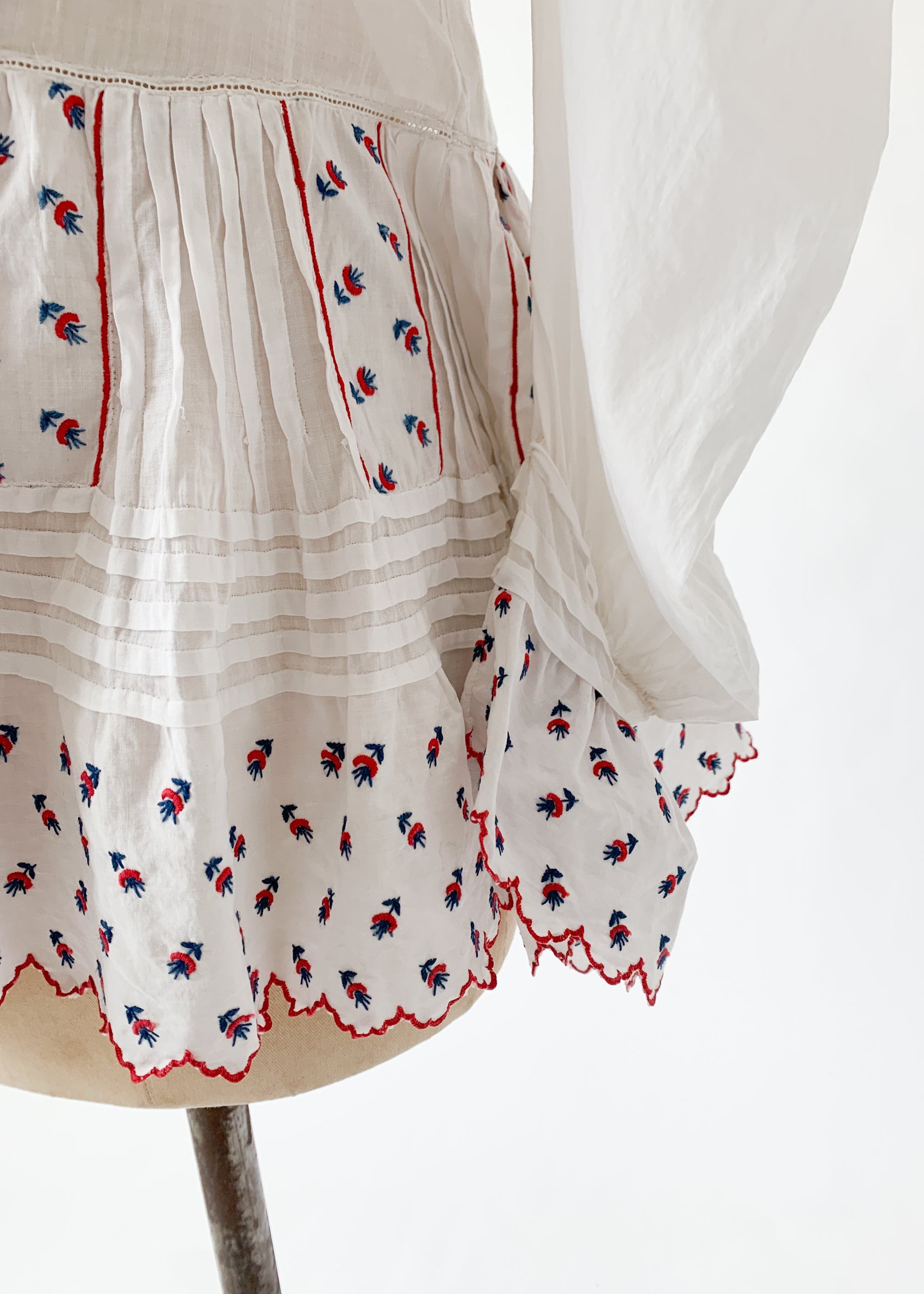 Antique Edwardian Embroidered Puff Sleeve Shirt