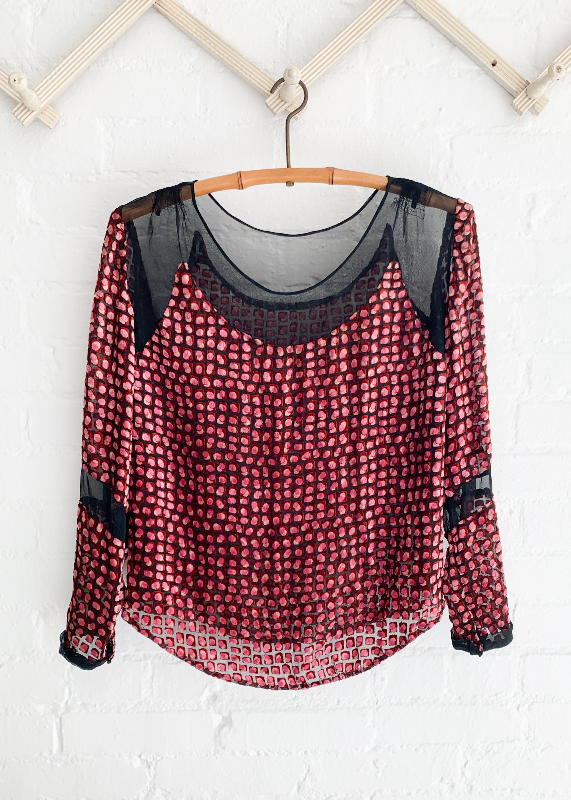 Vintage 1920s Burn Out Velvet and Silk Top