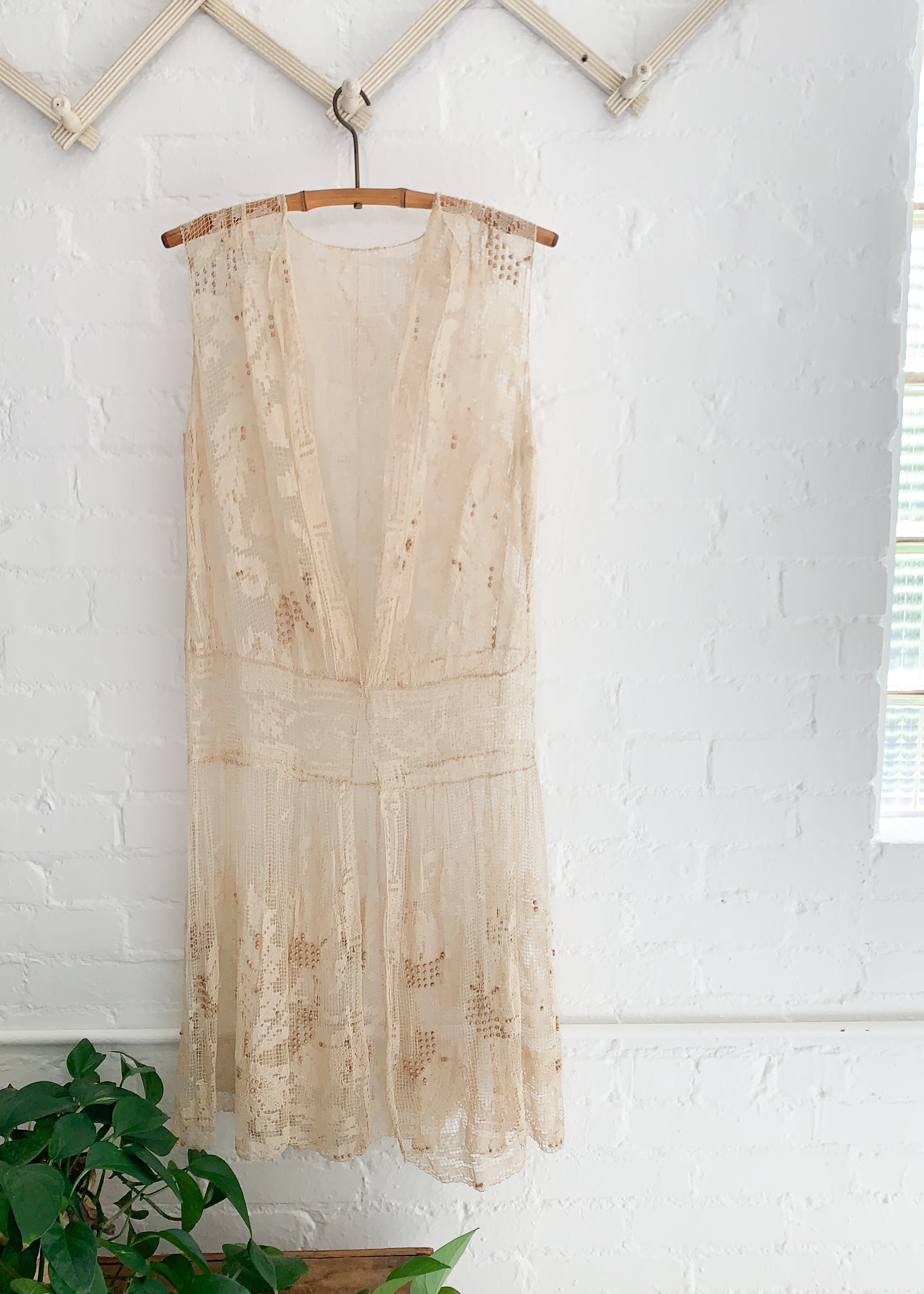 Vintage 1920s Fillet Lace Duster Vest