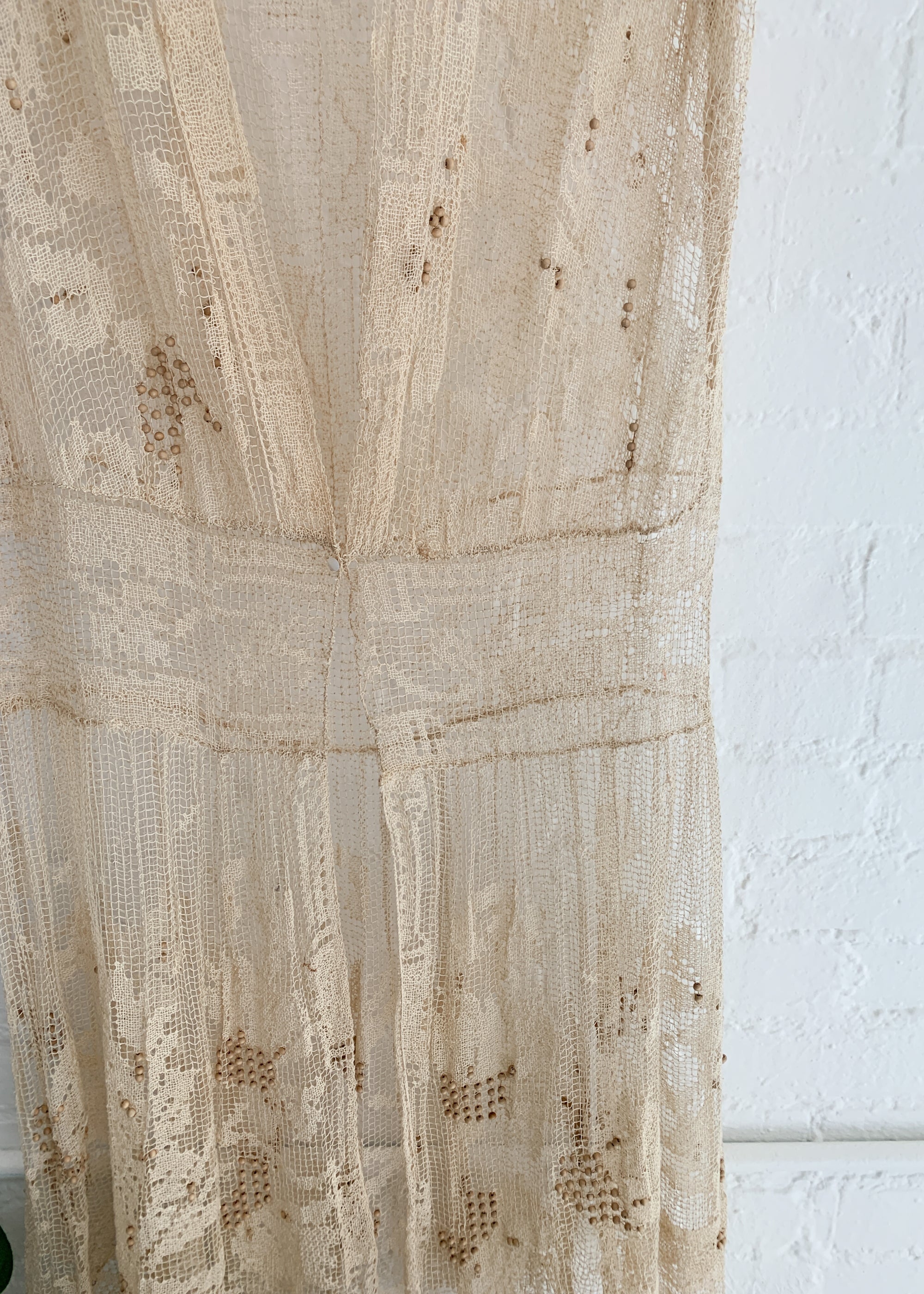 Vintage 1920s Fillet Lace Duster Vest