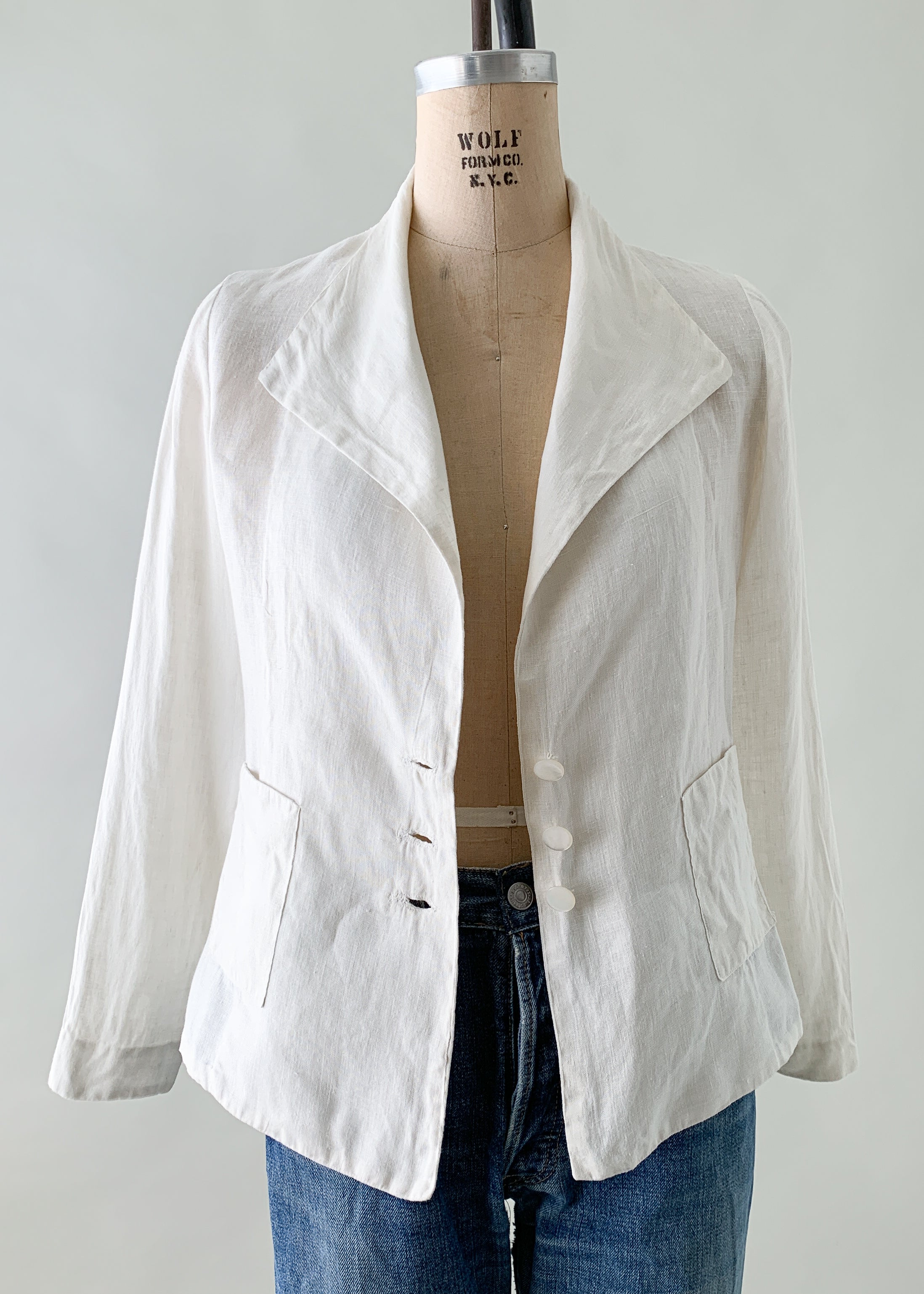 Vintage 1920s White Linen Jacket