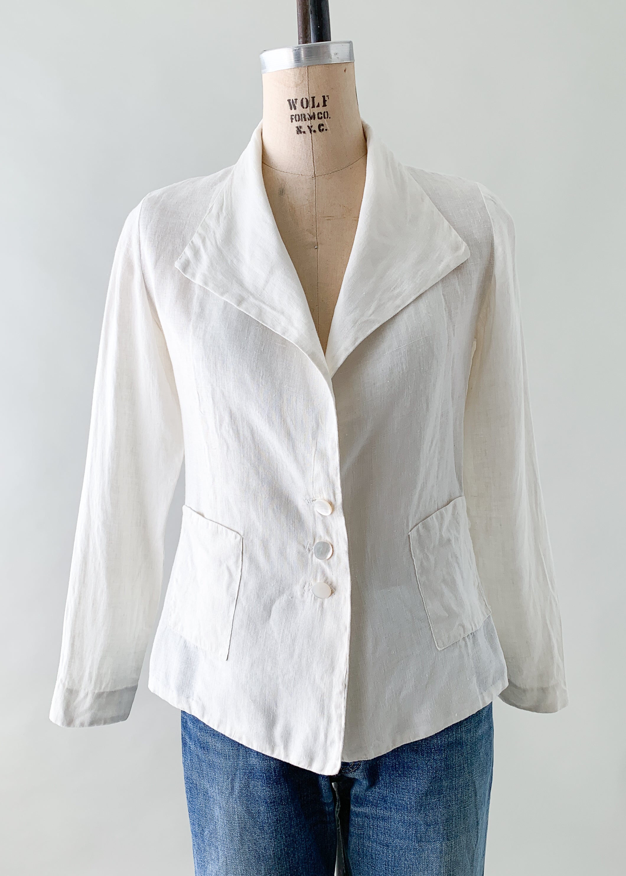 Vintage 1920s White Linen Jacket