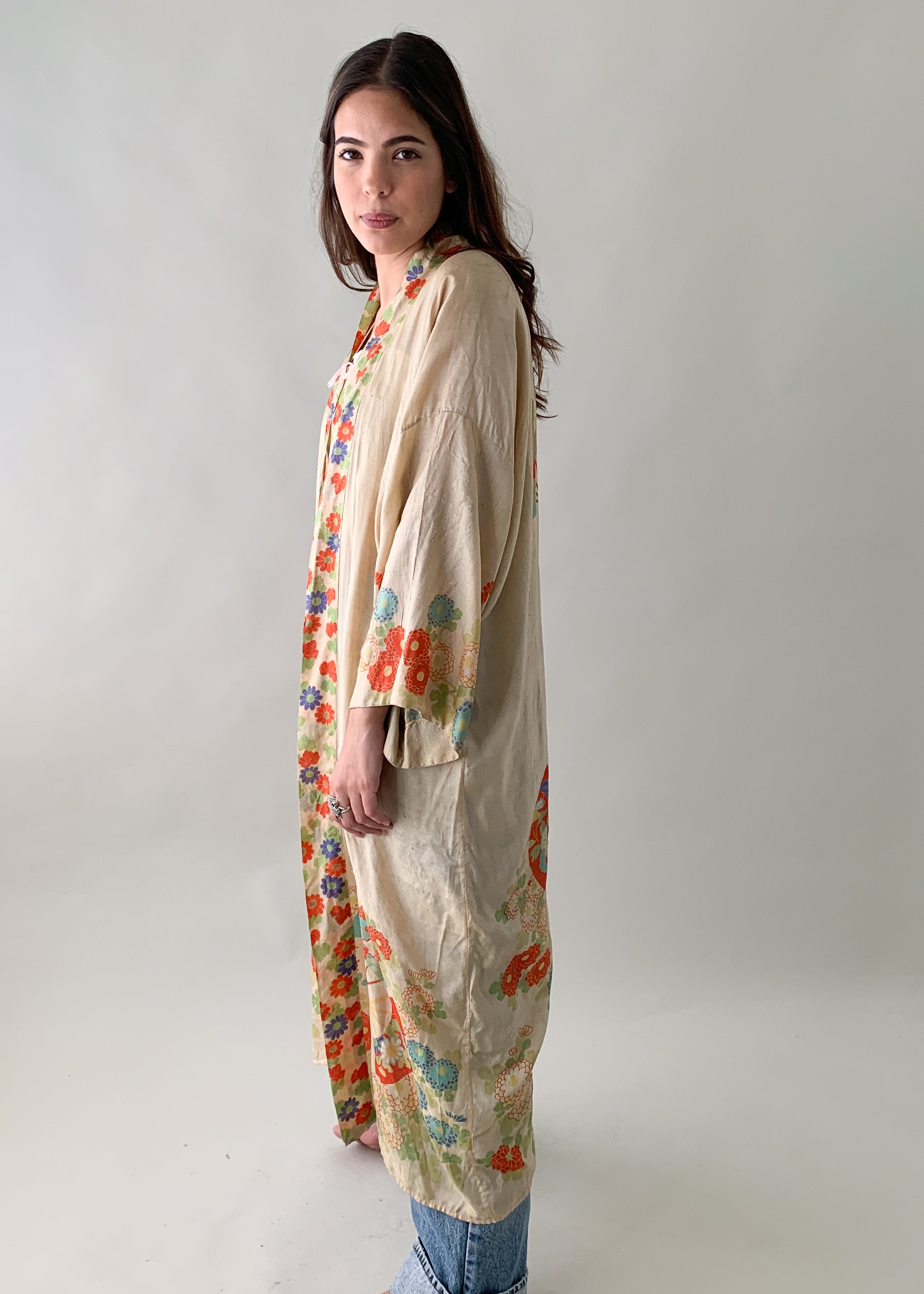 1920s Pongee Silk Asian Robe