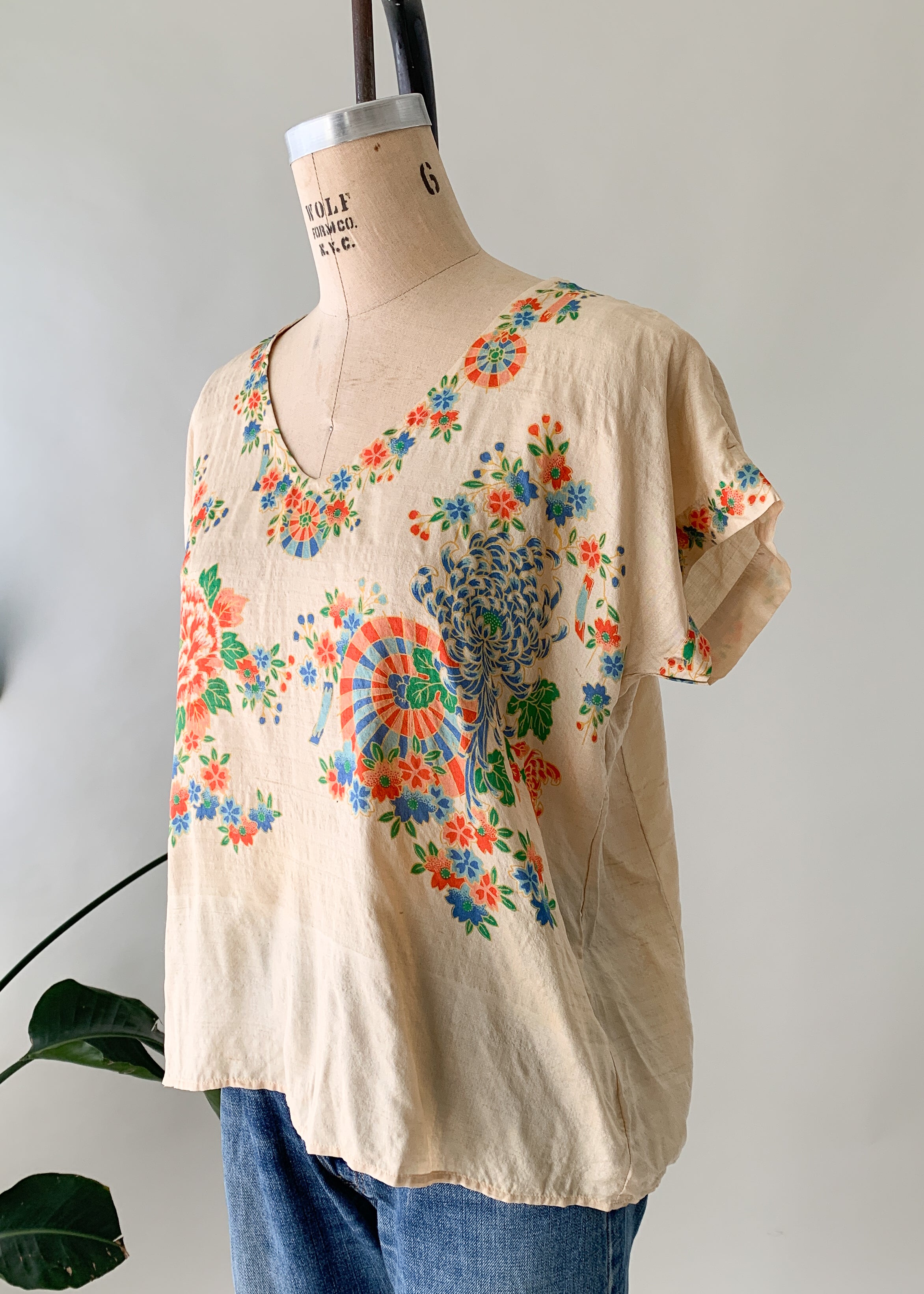 Vintage 1920s Pongee Silk Top