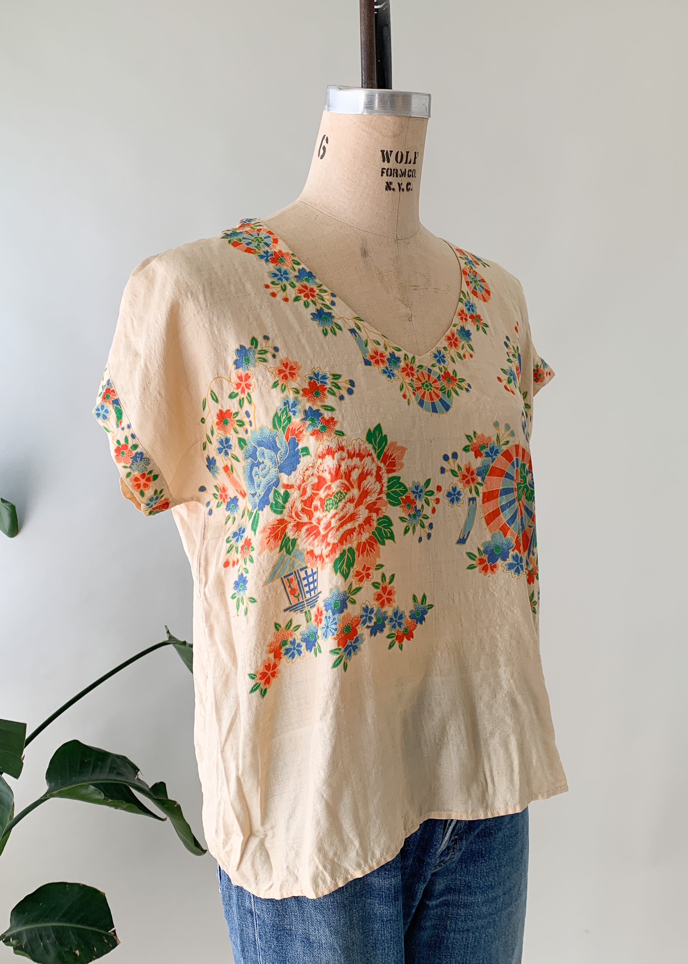 Vintage 1920s Pongee Silk Top