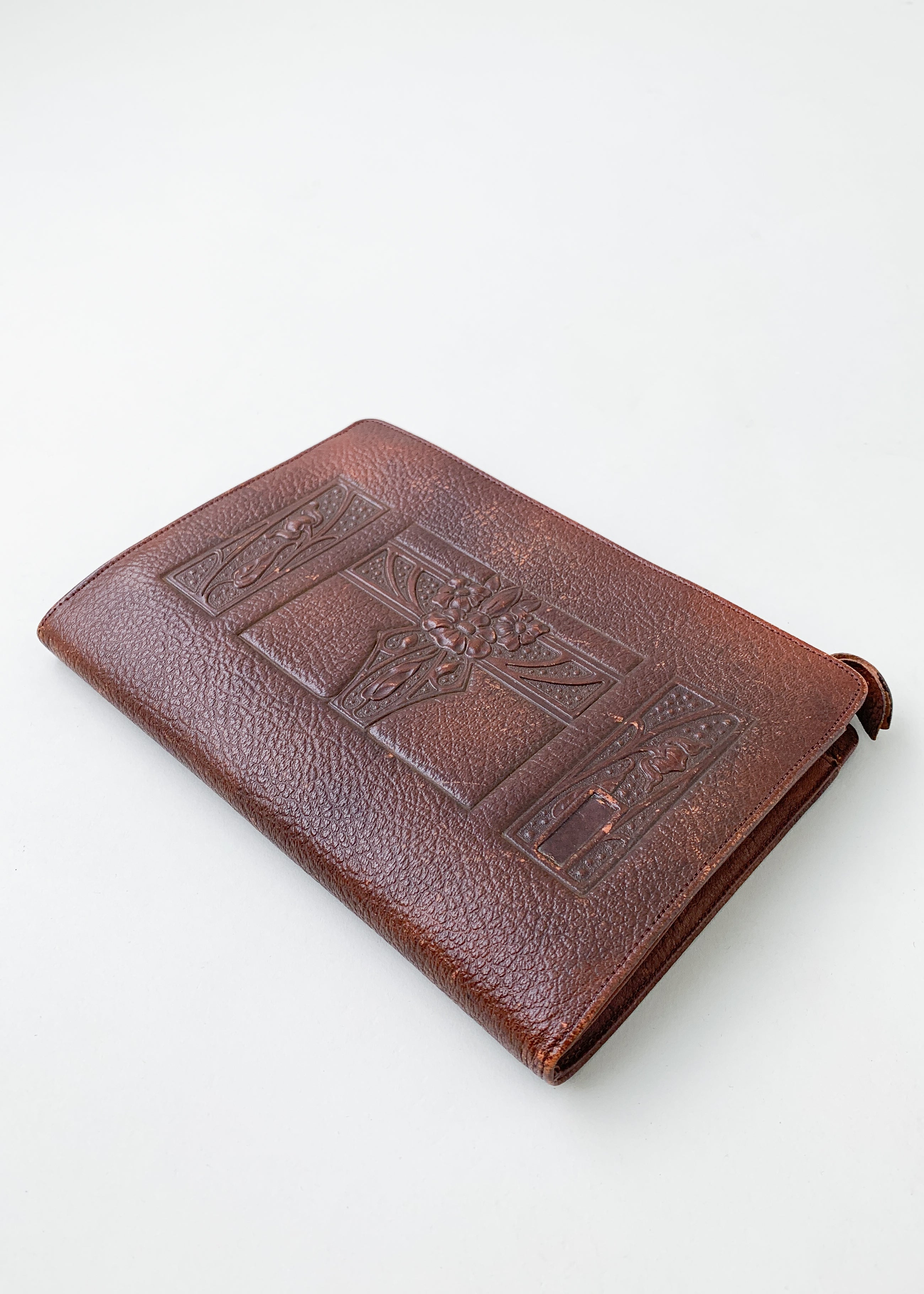 Vintage 1920s Tooled Leather Clutch