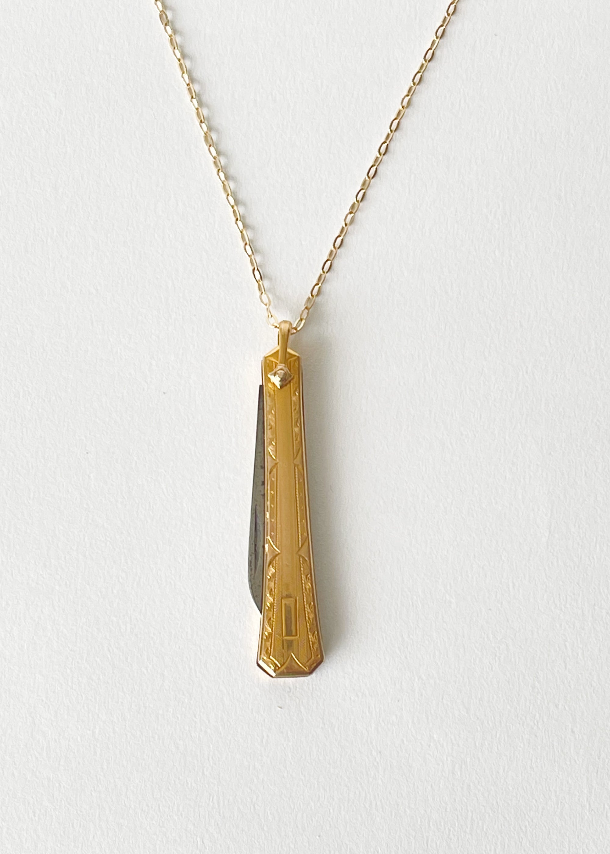 Vintage 1930s Gold PocketKnife Necklace