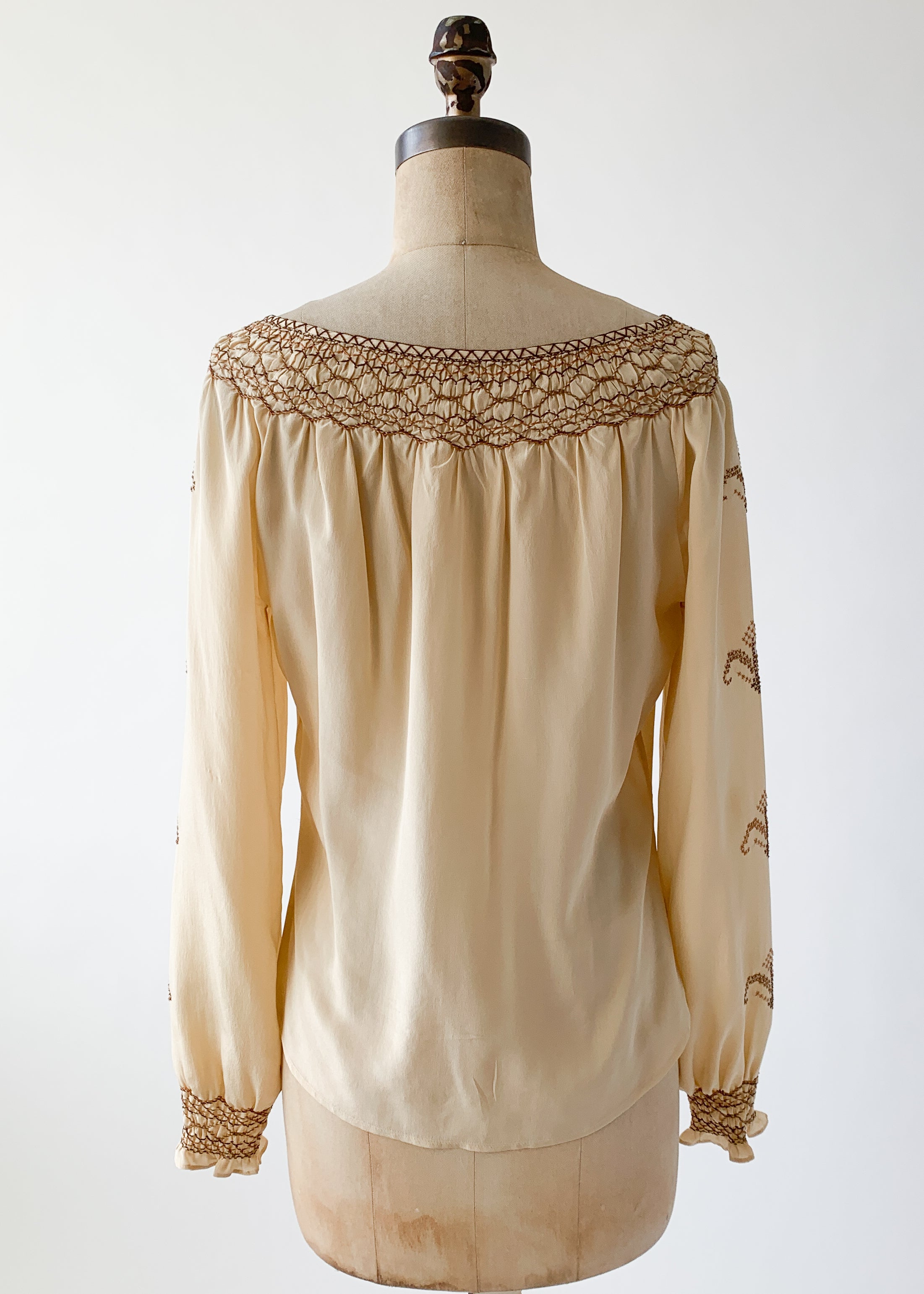 Vintage 1930s Embroidered Silk Blouse