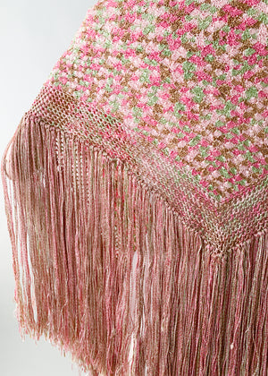 Vintage 1920s Fringed Knit Shawl