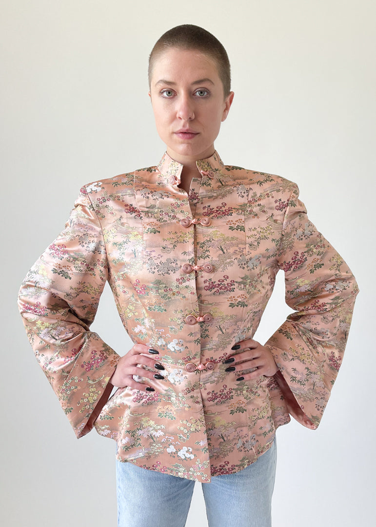 Vintage 1950s Pink Satin Asian Jacket