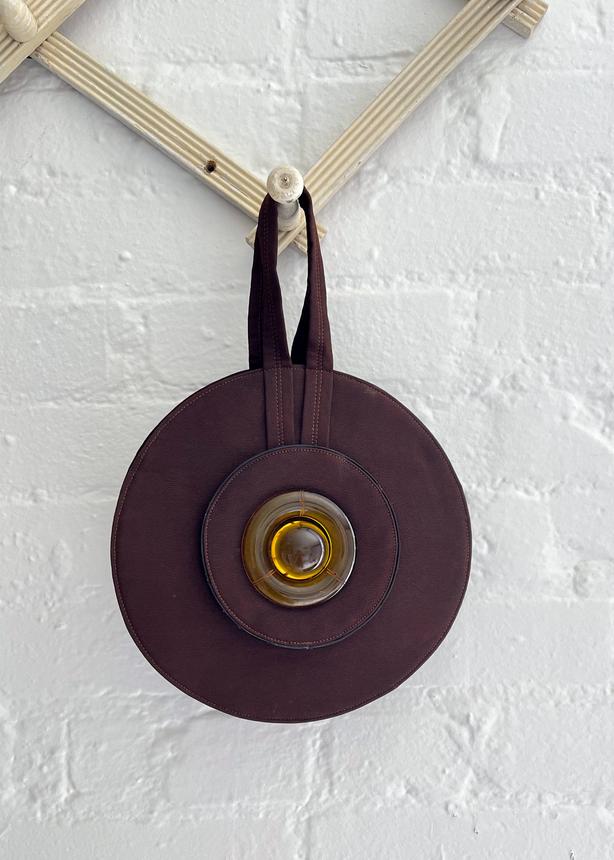 Vintage 1930s Round Purse with Bakelite Accent
