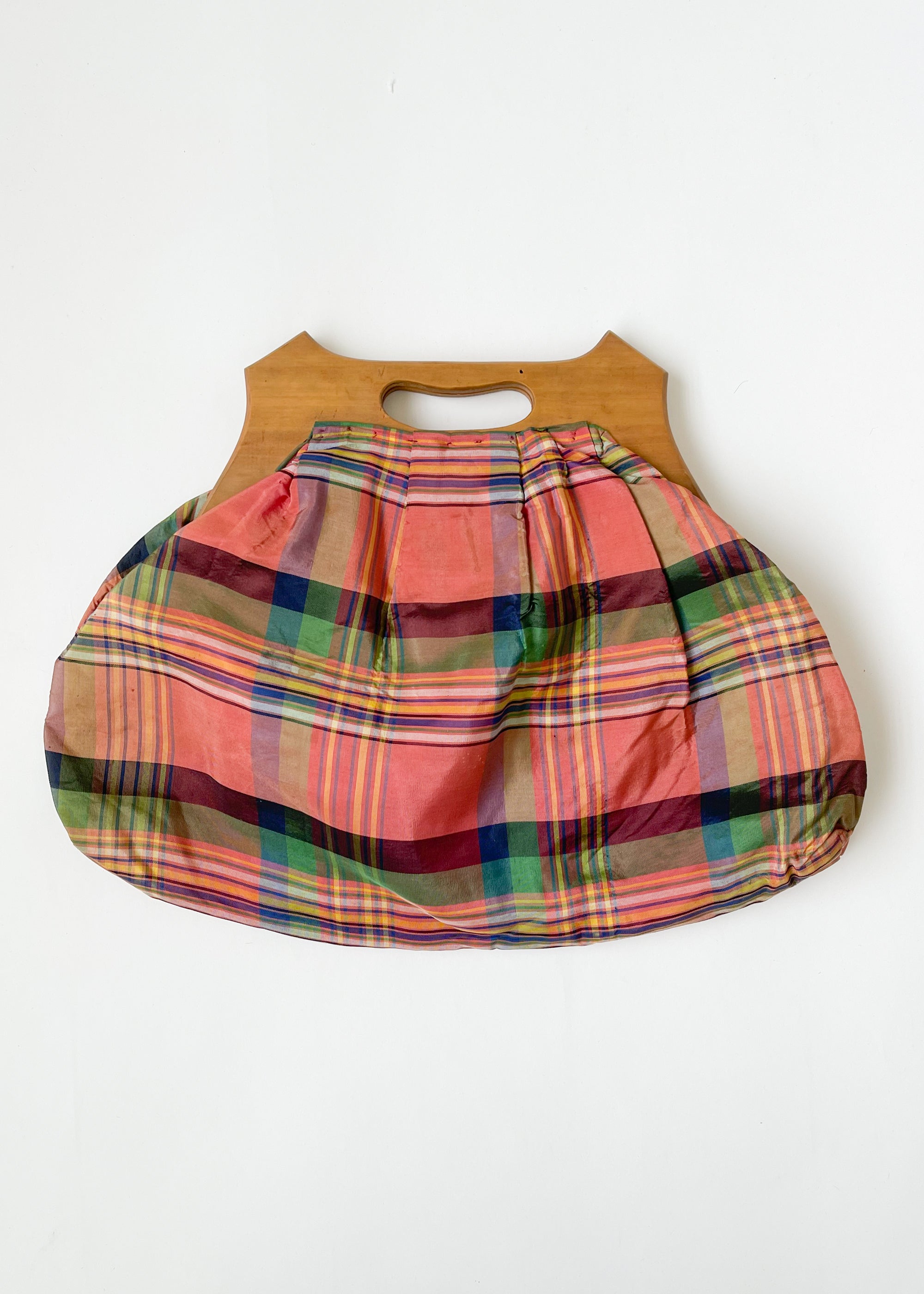 Vintage 1940s Plaid Taffeta Bag Purse