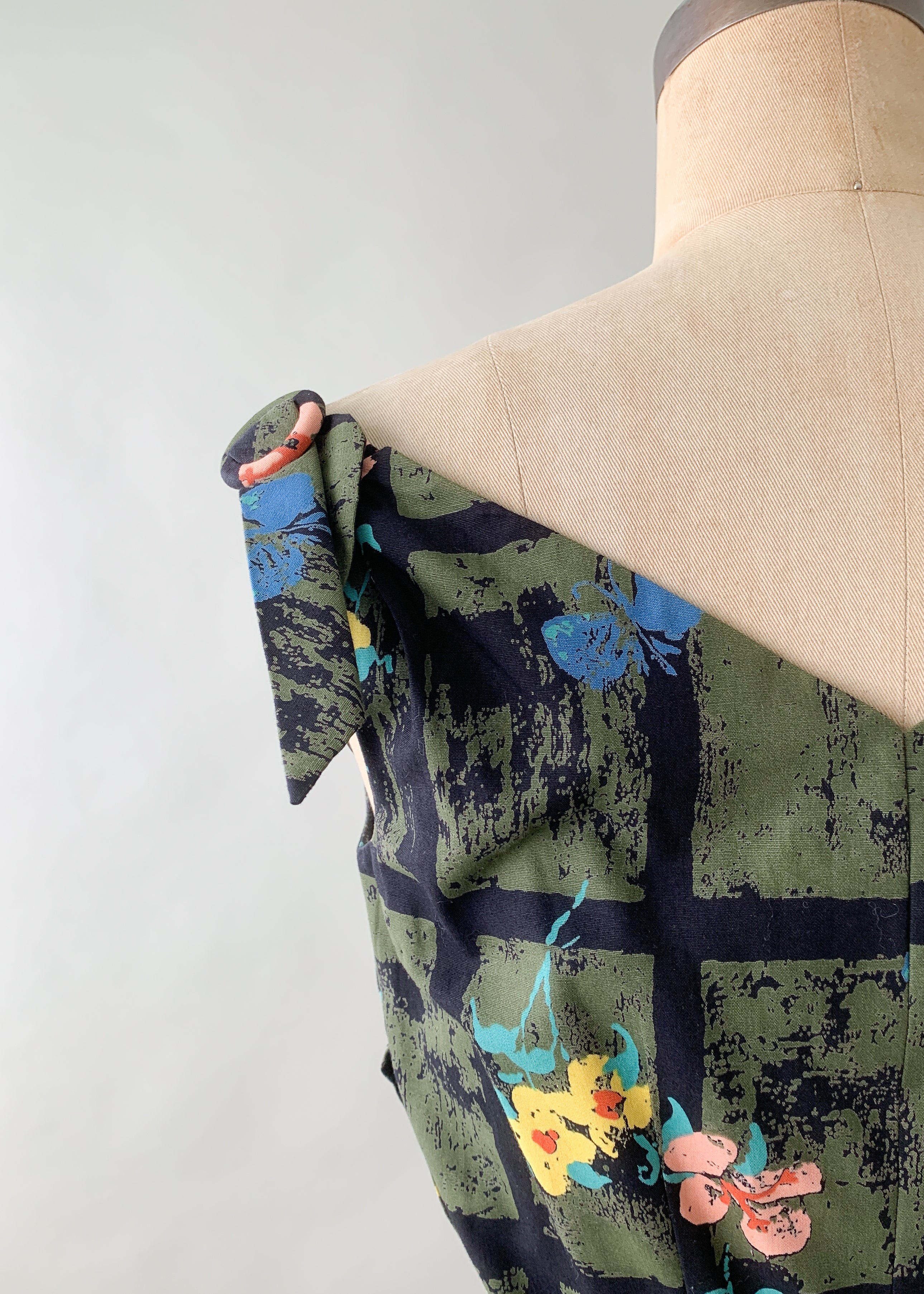 Vintage 1950s Floral Cotton Summer Dress