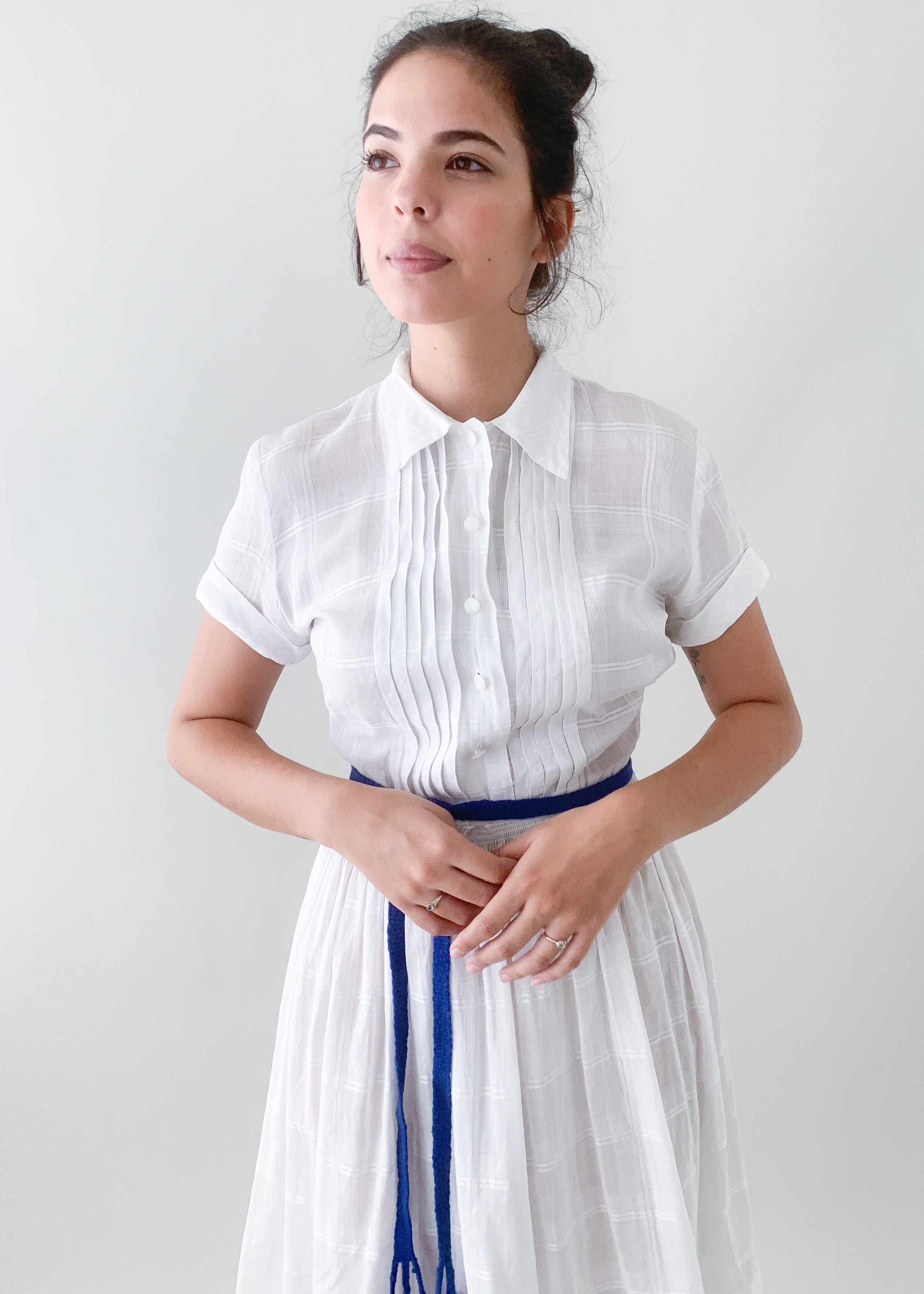 Vintage Sheer Windowpane Check Dress