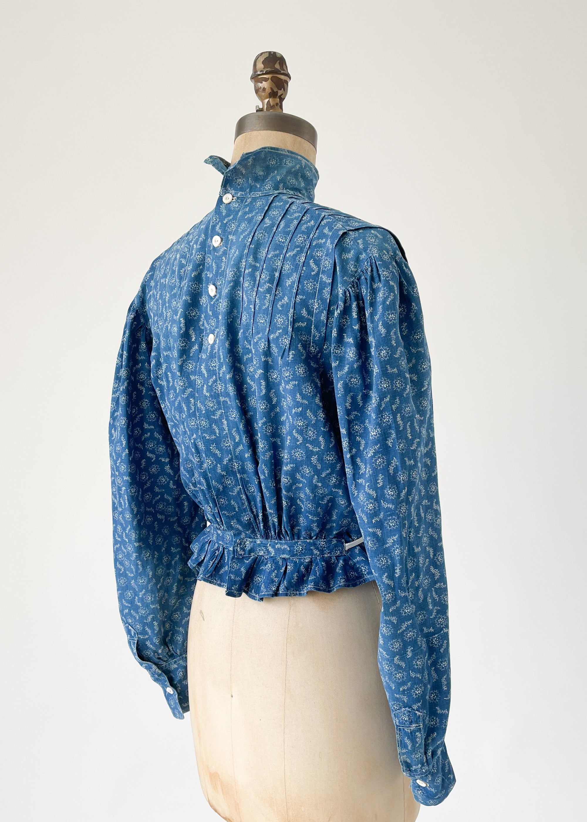 Antique 1800s Indigo Calico Blouse
